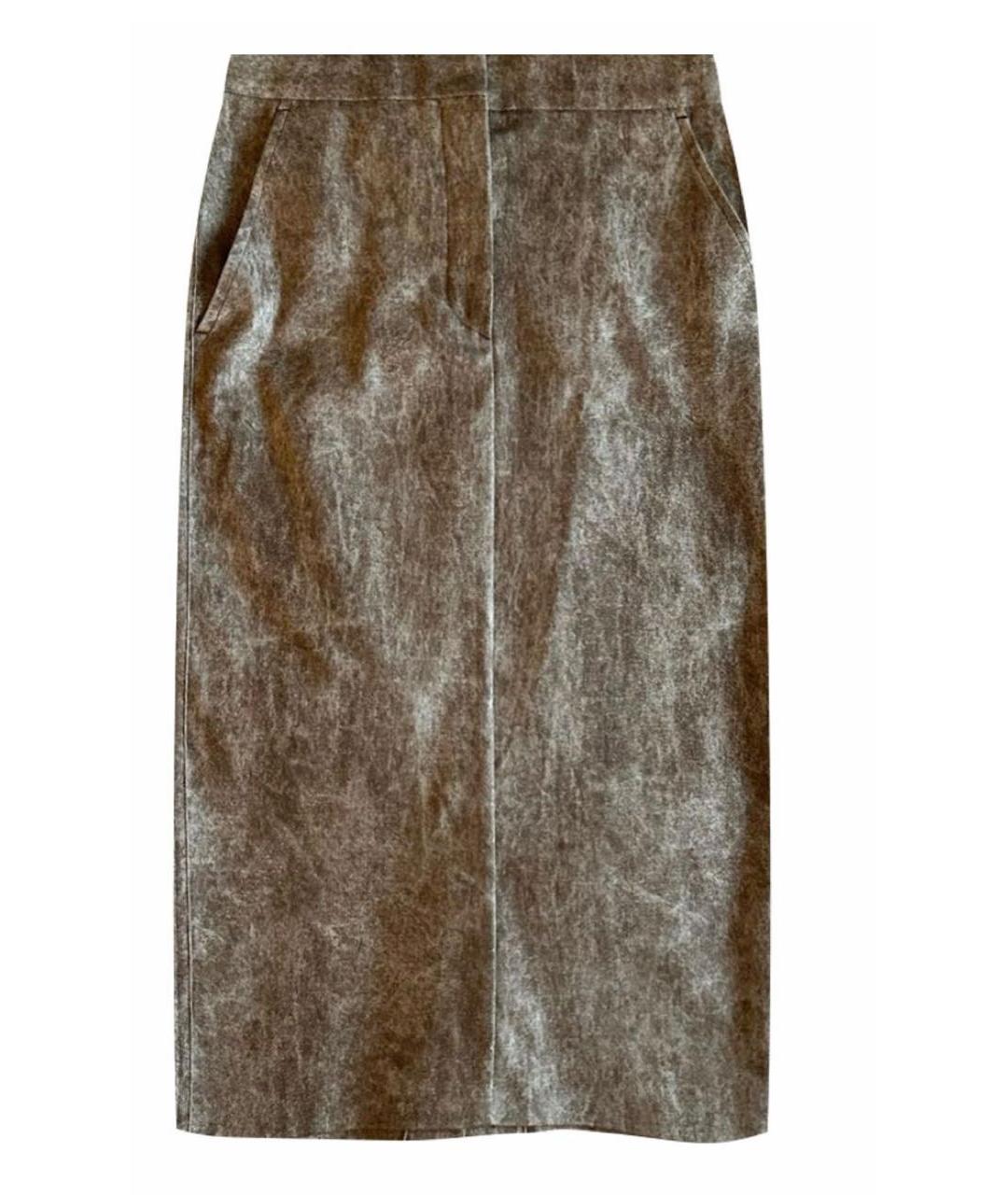 'S MAX MARA Коричневая хлопковая юбка миди, фото 1