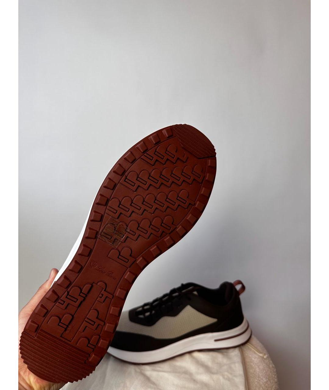 LORO PIANA Коричневые кожаные низкие кроссовки / кеды, фото 6