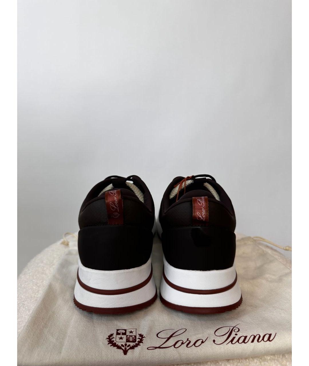 LORO PIANA Коричневые кожаные низкие кроссовки / кеды, фото 5