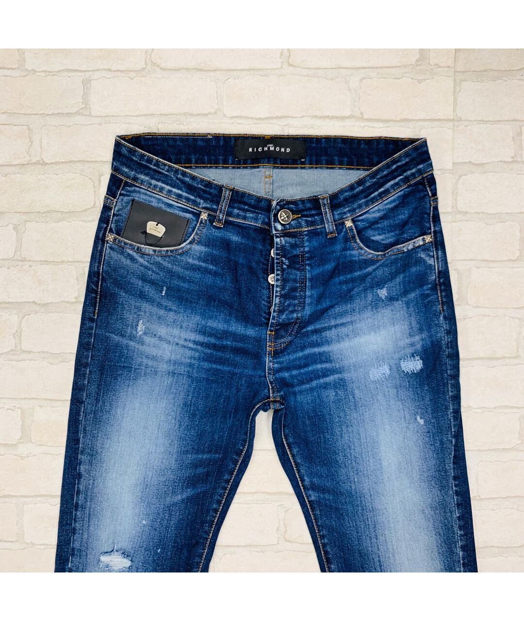 JOHN RICHMOND Синие хлопковые джинсы скинни, фото 4