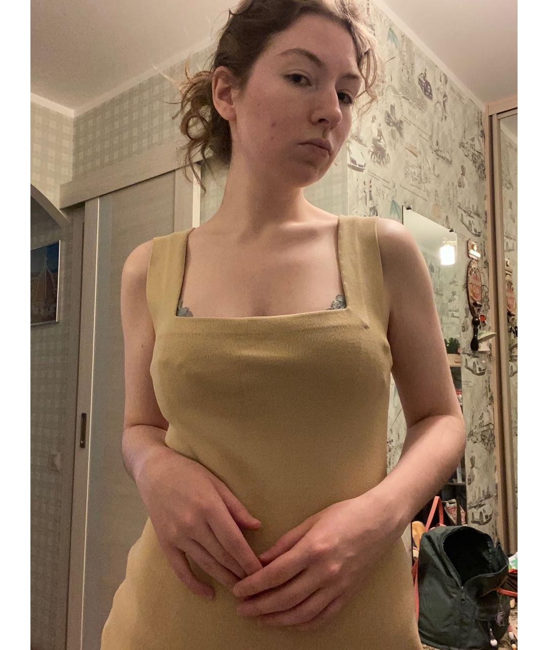 COS Бежевое вискозное повседневное платье, фото 3