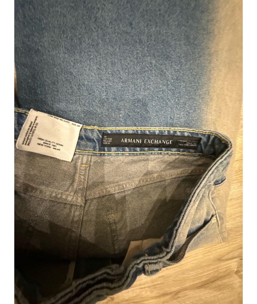 ARMANI EXCHANGE Синие хлопковые прямые джинсы, фото 4