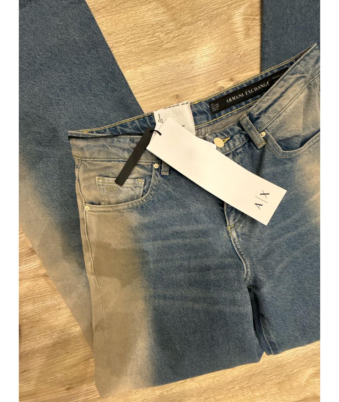 ARMANI EXCHANGE Синие хлопковые прямые джинсы, фото 5