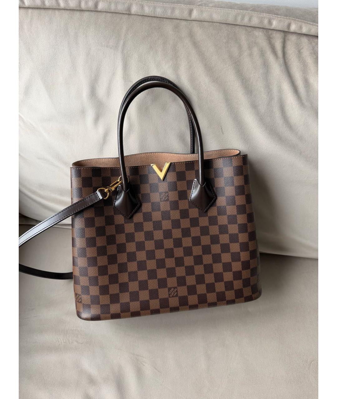 LOUIS VUITTON Коричневая кожаная сумка тоут, фото 7