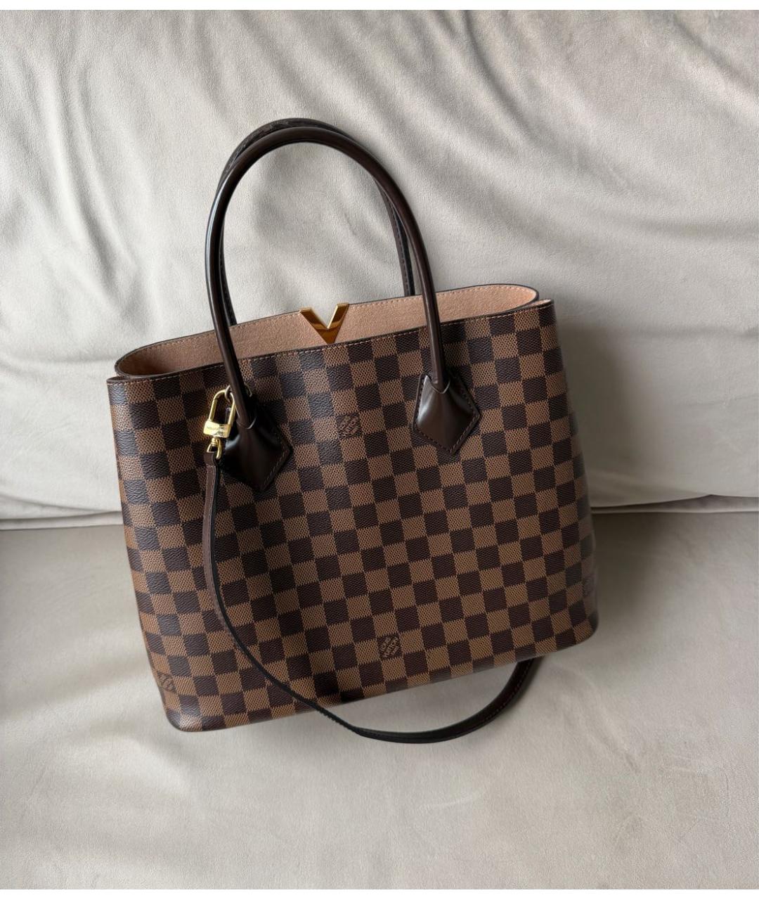 LOUIS VUITTON Коричневая кожаная сумка тоут, фото 3