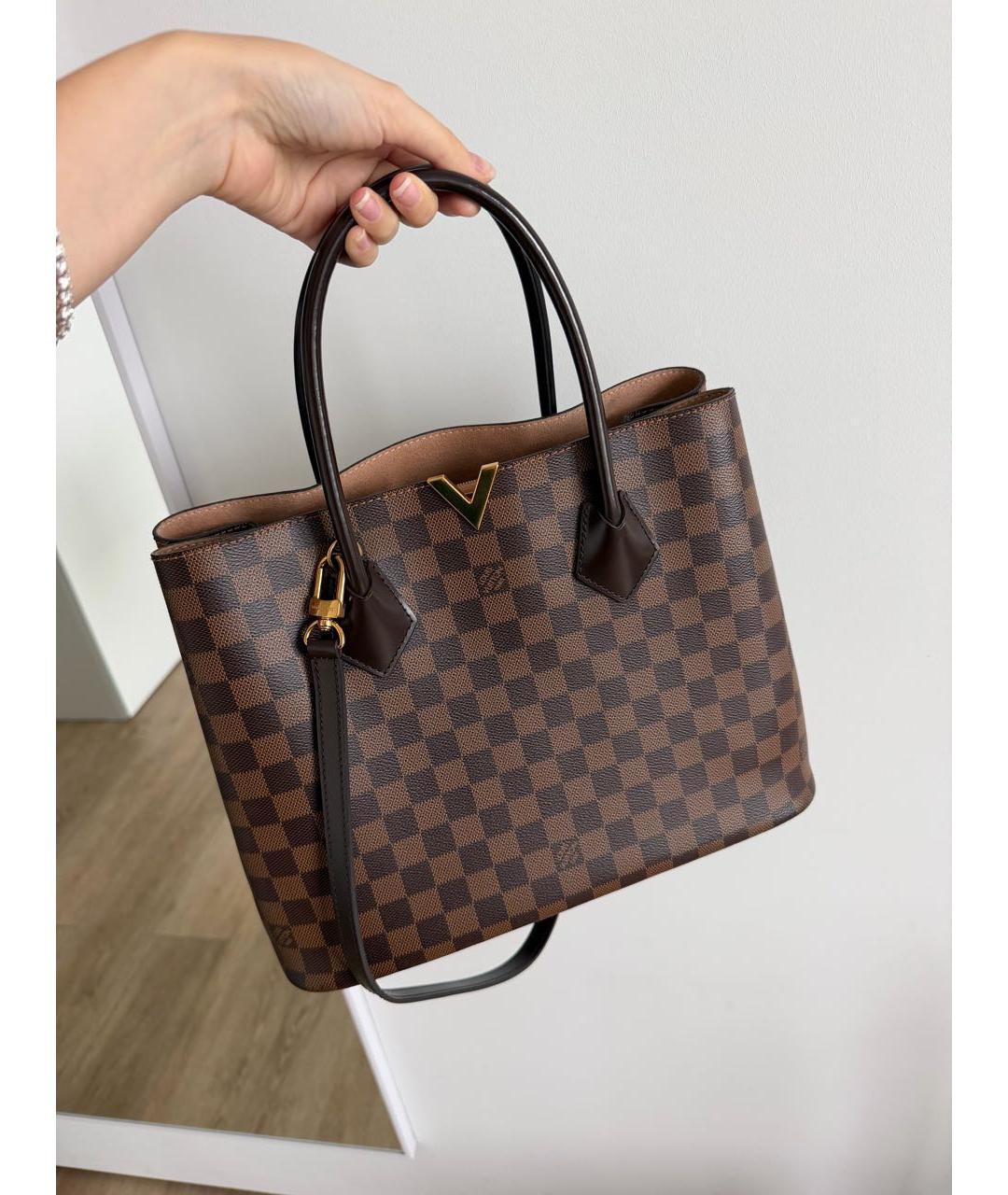 LOUIS VUITTON Коричневая кожаная сумка тоут, фото 5