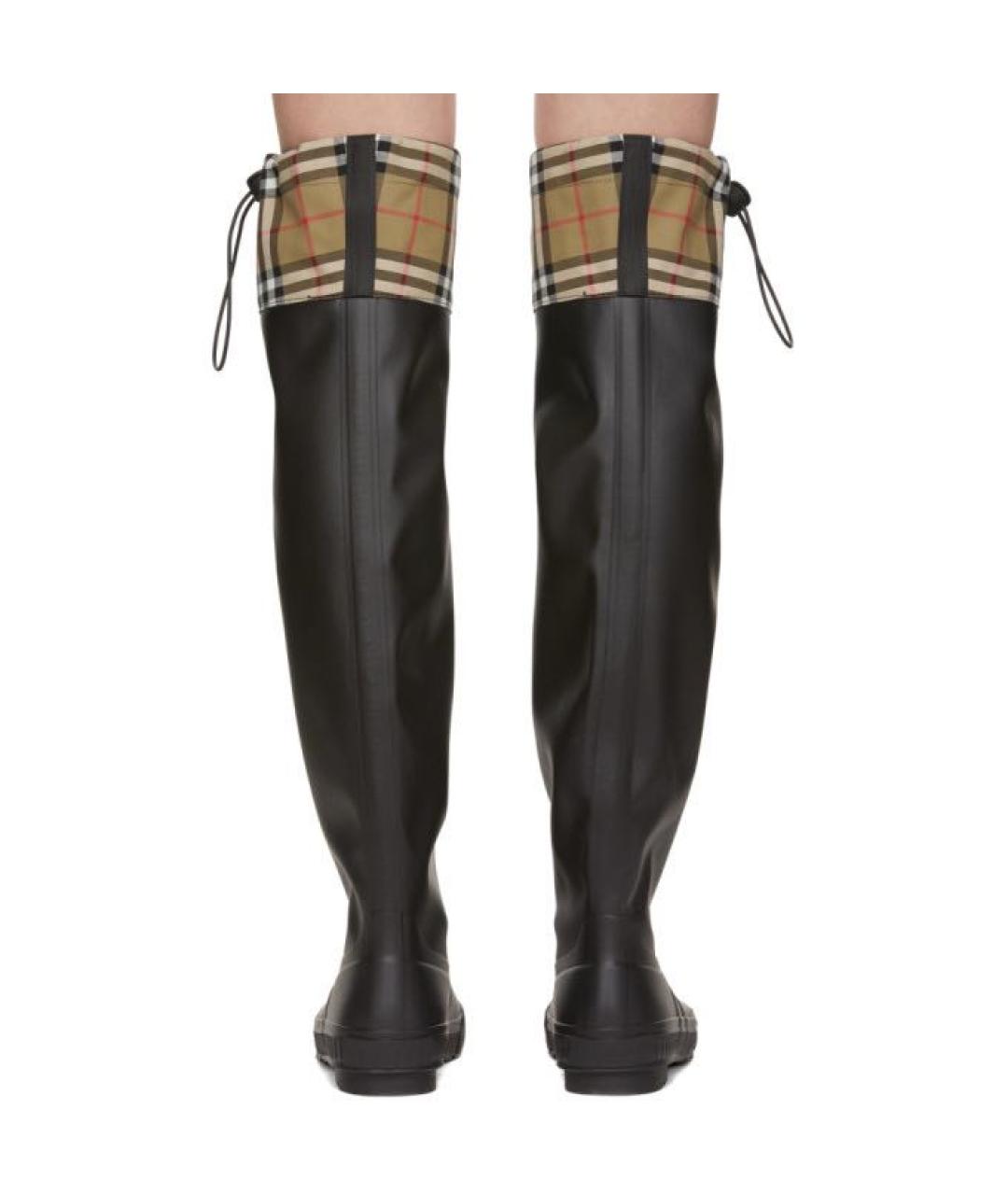BURBERRY Черные резиновые ботфорты, фото 4
