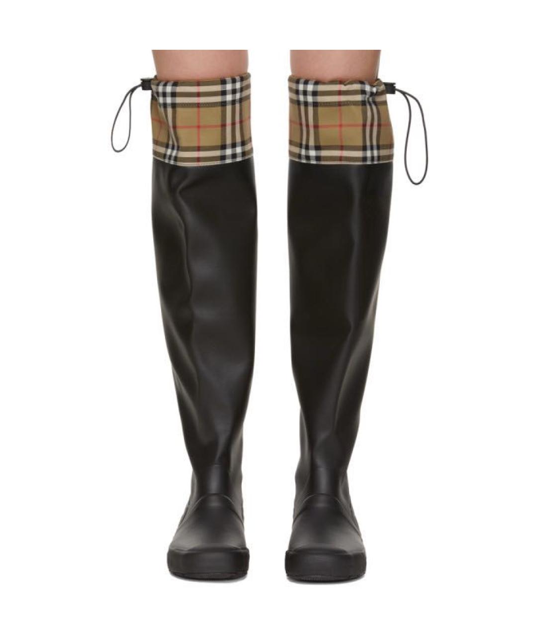 BURBERRY Черные резиновые ботфорты, фото 2