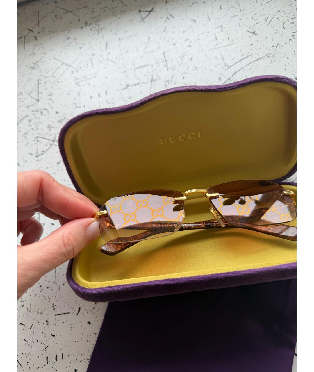 GUCCI Коричневые пластиковые солнцезащитные очки, фото 3