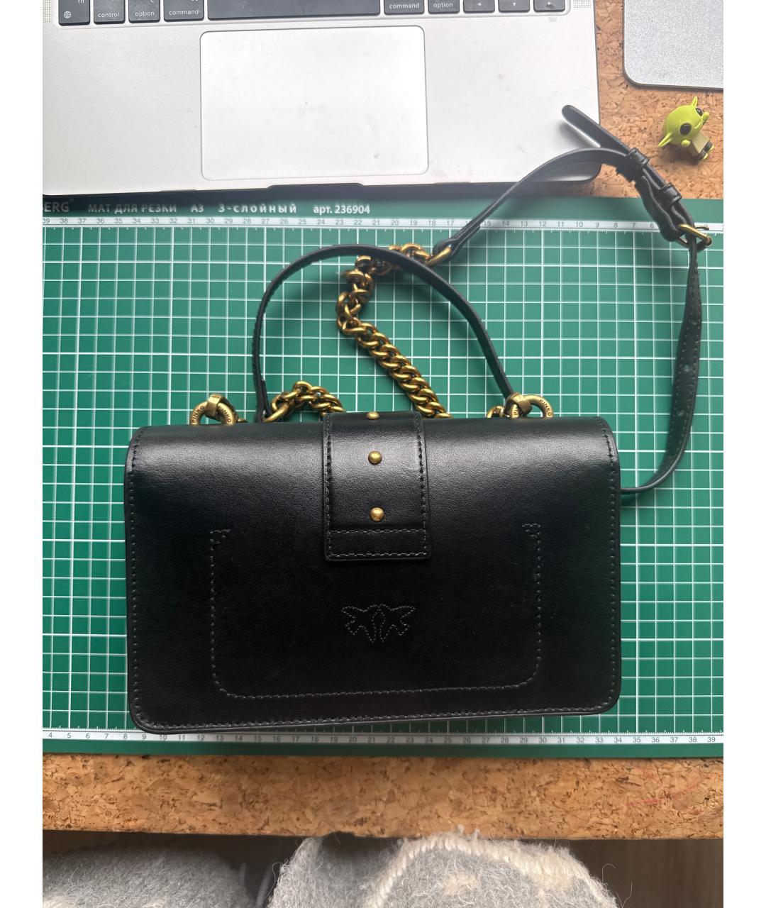 PINKO Черная кожаная сумка через плечо, фото 3