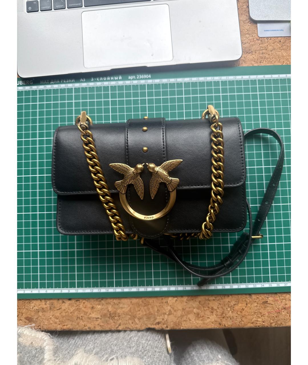 PINKO Черная кожаная сумка через плечо, фото 6