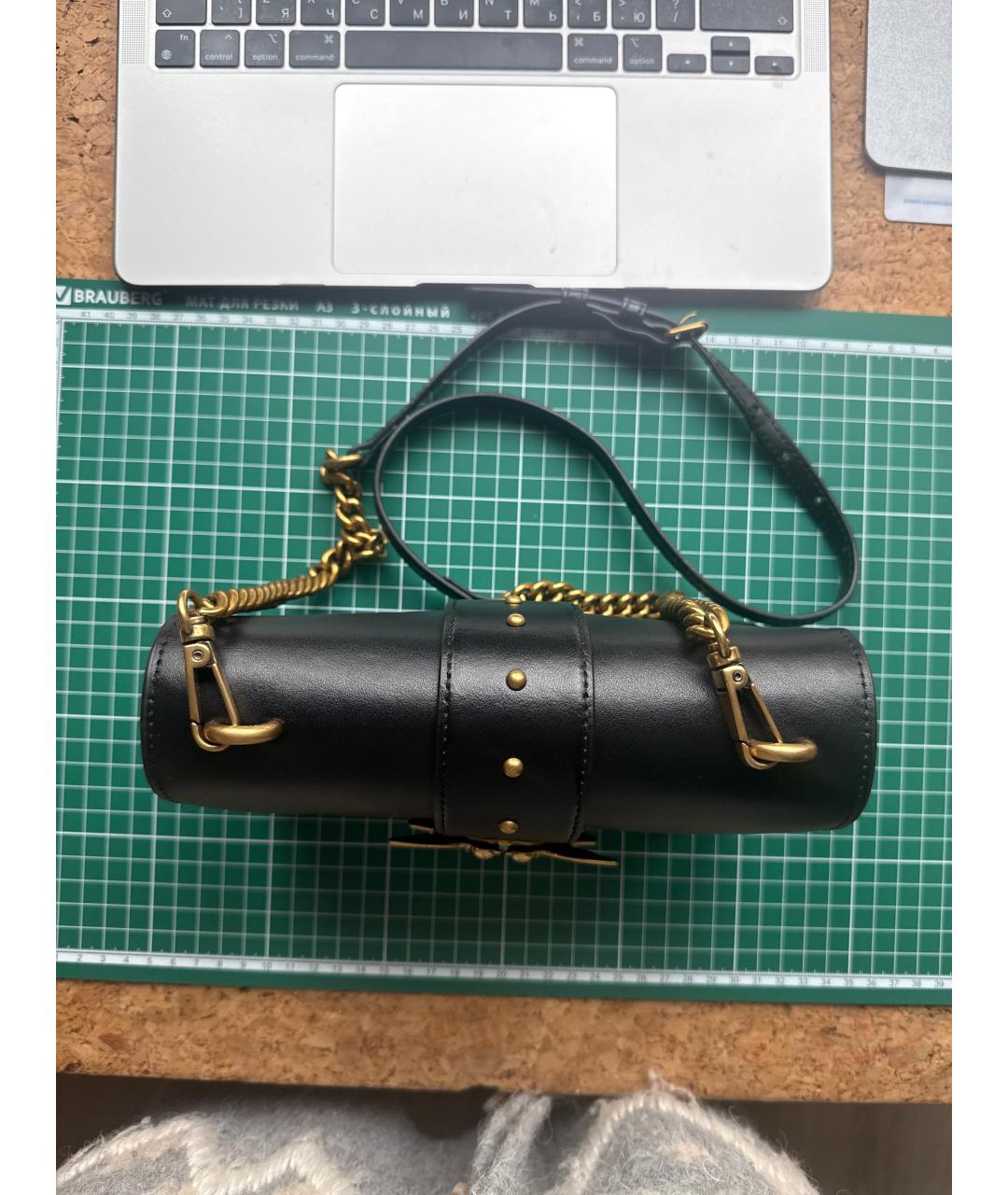 PINKO Черная кожаная сумка через плечо, фото 2