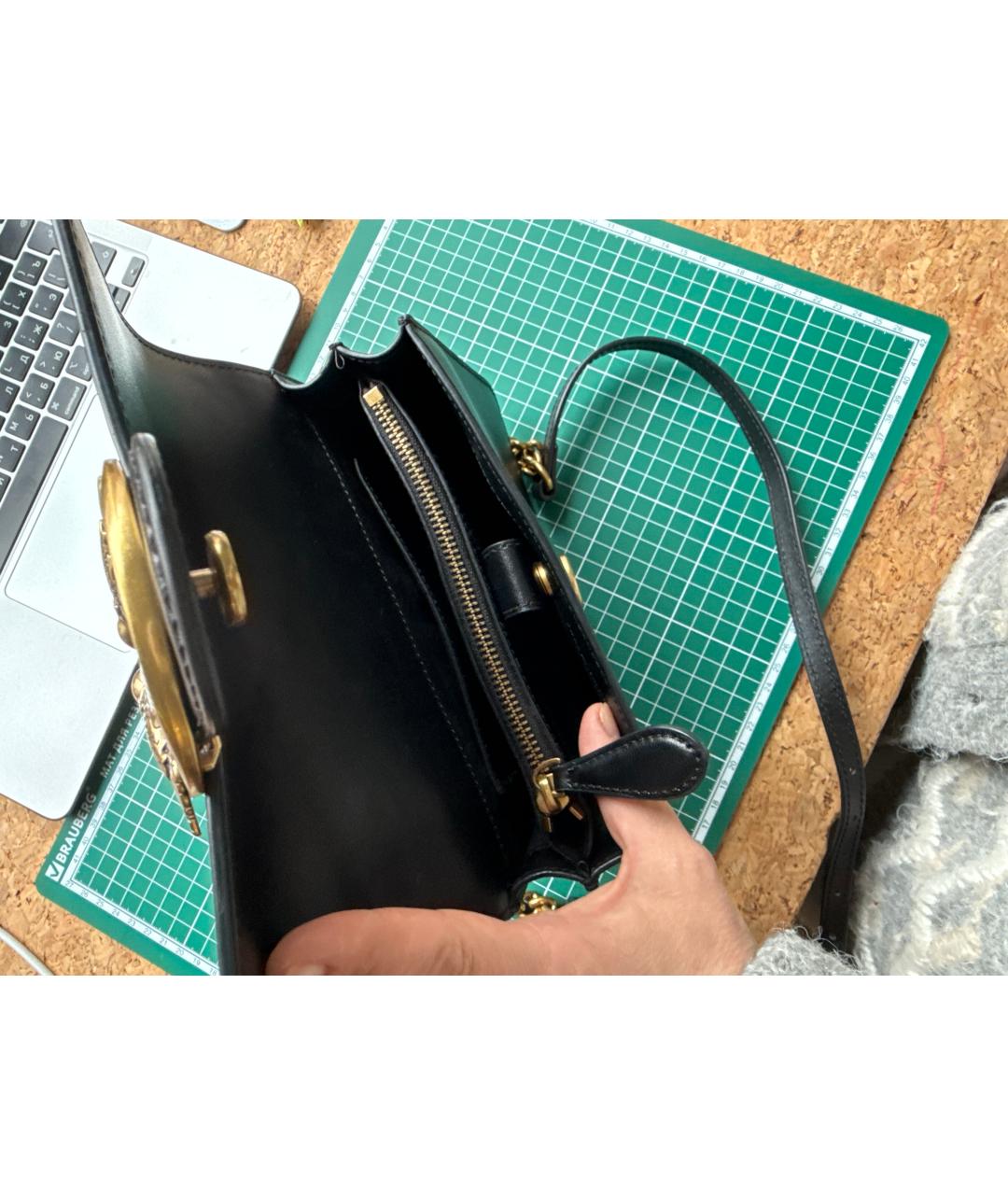 PINKO Черная кожаная сумка через плечо, фото 4