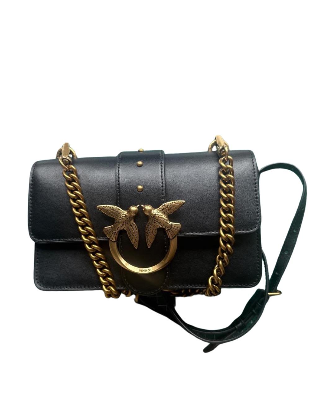 PINKO Черная кожаная сумка через плечо, фото 1