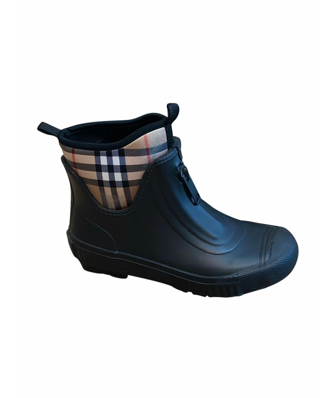 BURBERRY Черные резиновые ботинки, фото 1