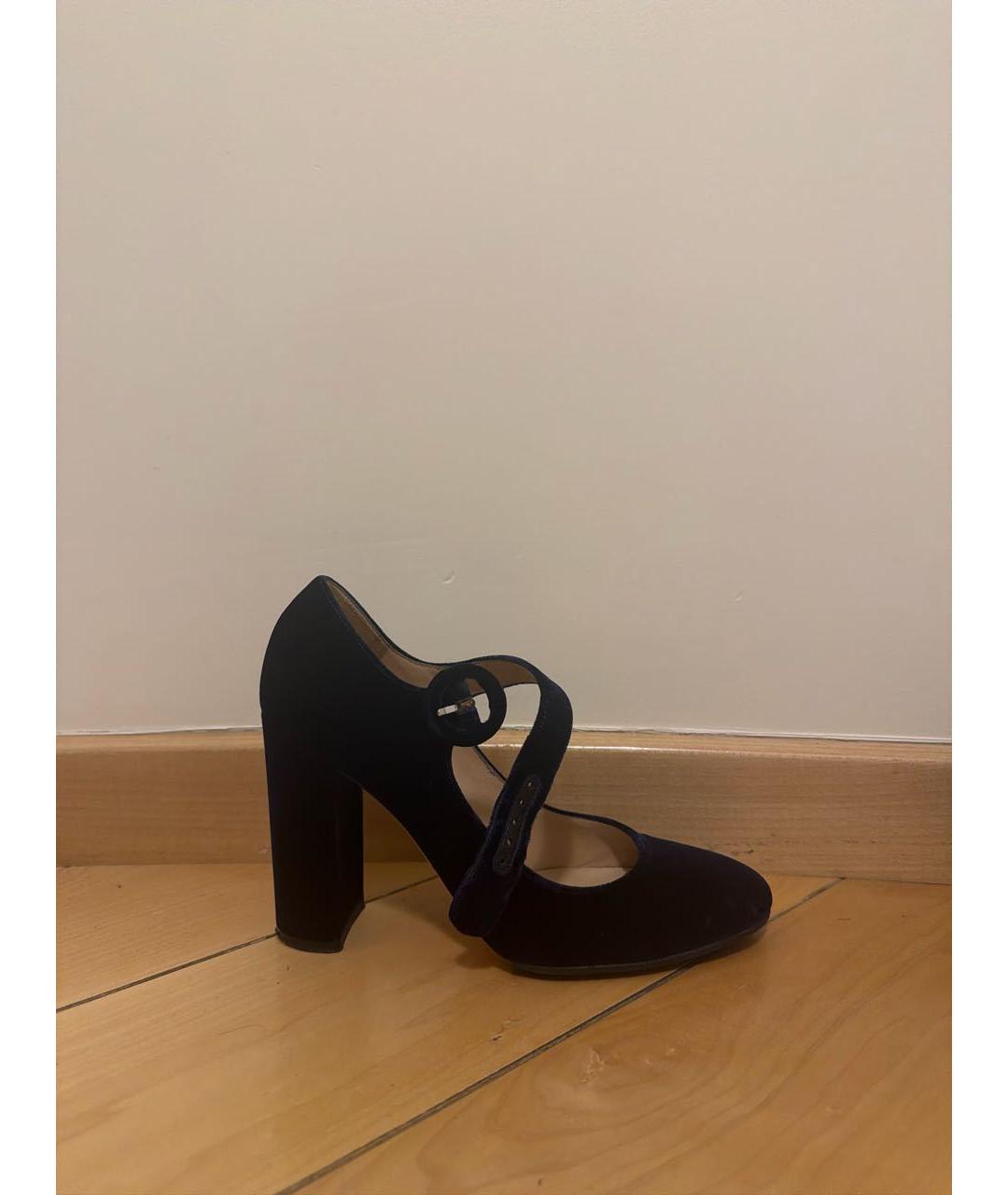 GIANVITO ROSSI Темно-синие бархатные туфли, фото 8