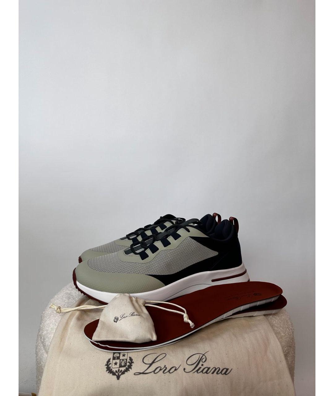 LORO PIANA Бежевые кожаные низкие кроссовки / кеды, фото 9