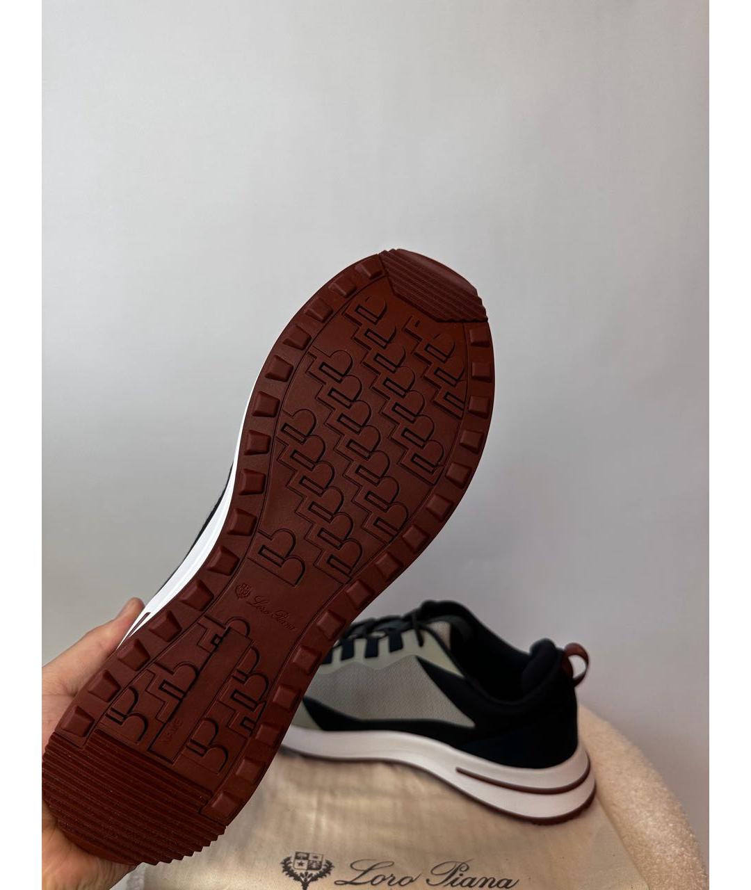 LORO PIANA Бежевые кожаные низкие кроссовки / кеды, фото 6