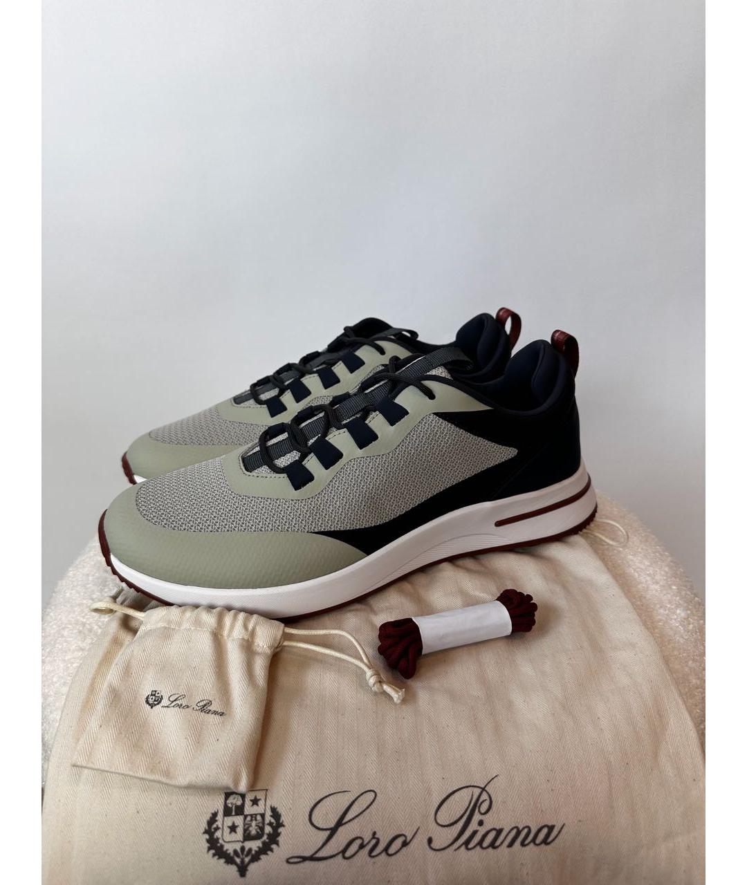 LORO PIANA Бежевые кожаные низкие кроссовки / кеды, фото 2