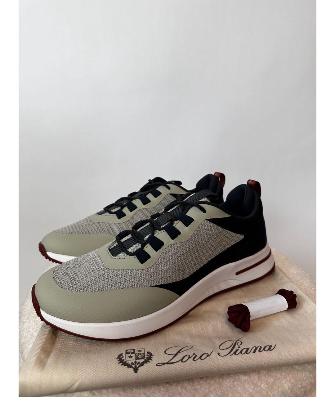 LORO PIANA Бежевые кожаные низкие кроссовки / кеды, фото 3