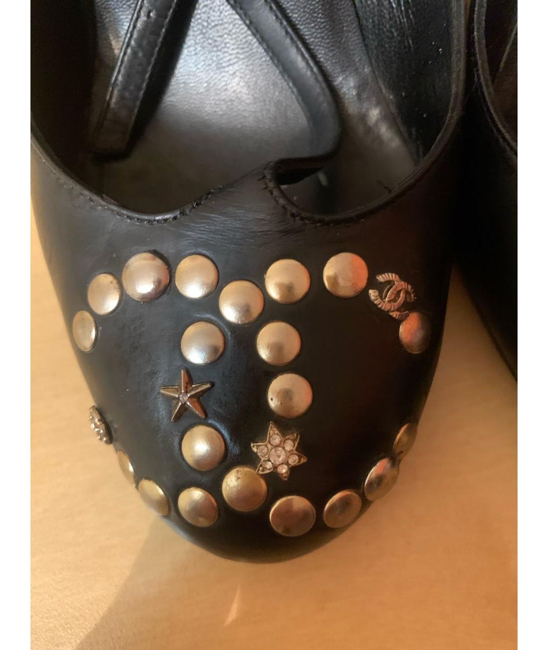 CHANEL Черные кожаные туфли, фото 4