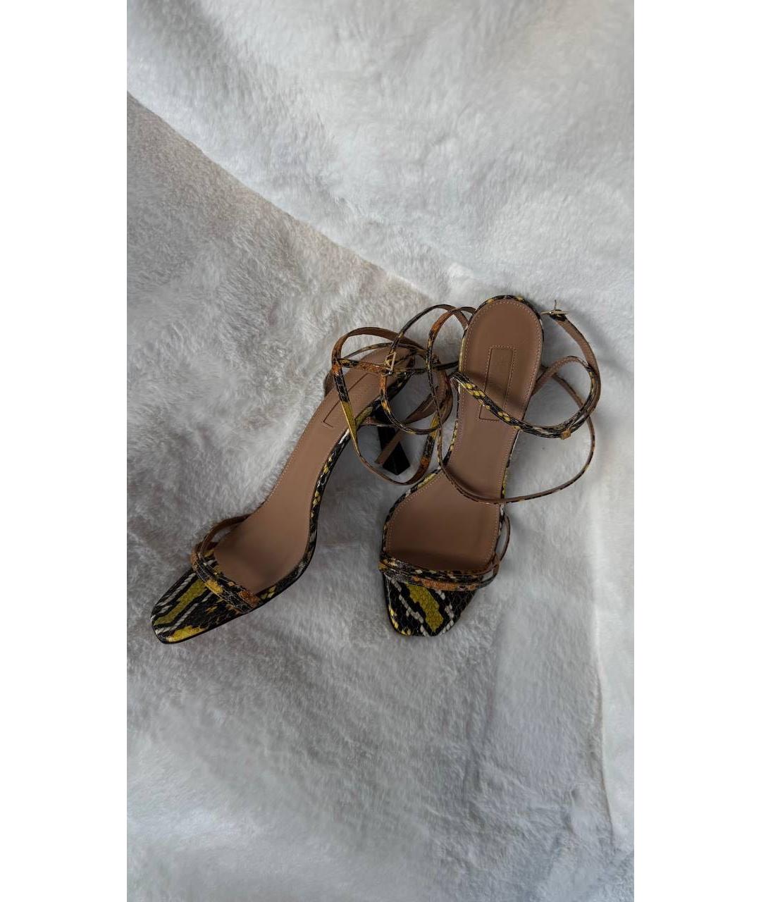 AQUAZZURA Желтые кожаные босоножки, фото 2