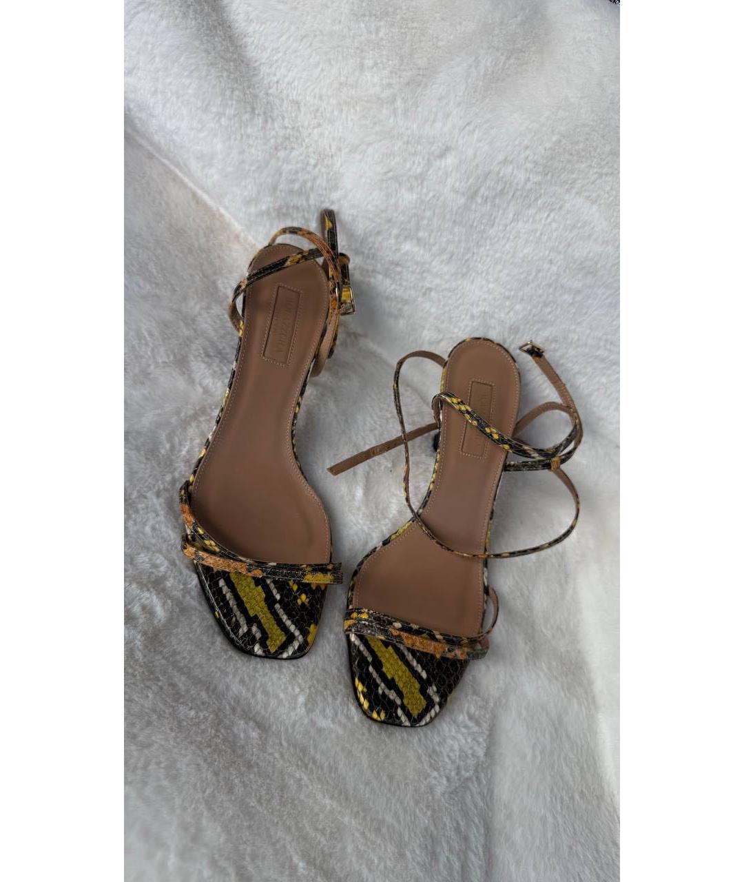 AQUAZZURA Желтые кожаные босоножки, фото 3