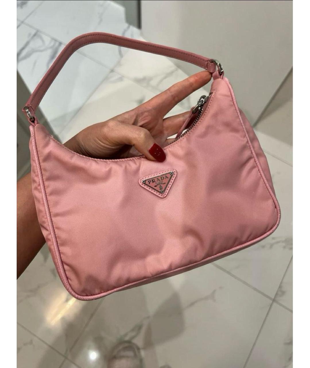 PRADA Розовая тканевая сумка с короткими ручками, фото 4