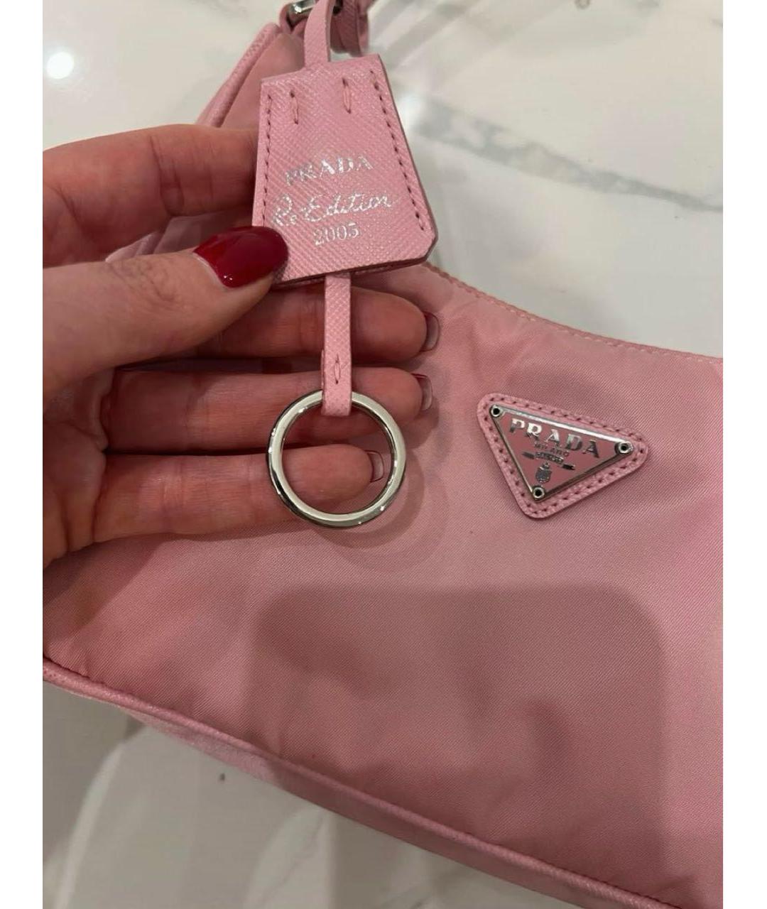 PRADA Розовая тканевая сумка с короткими ручками, фото 3