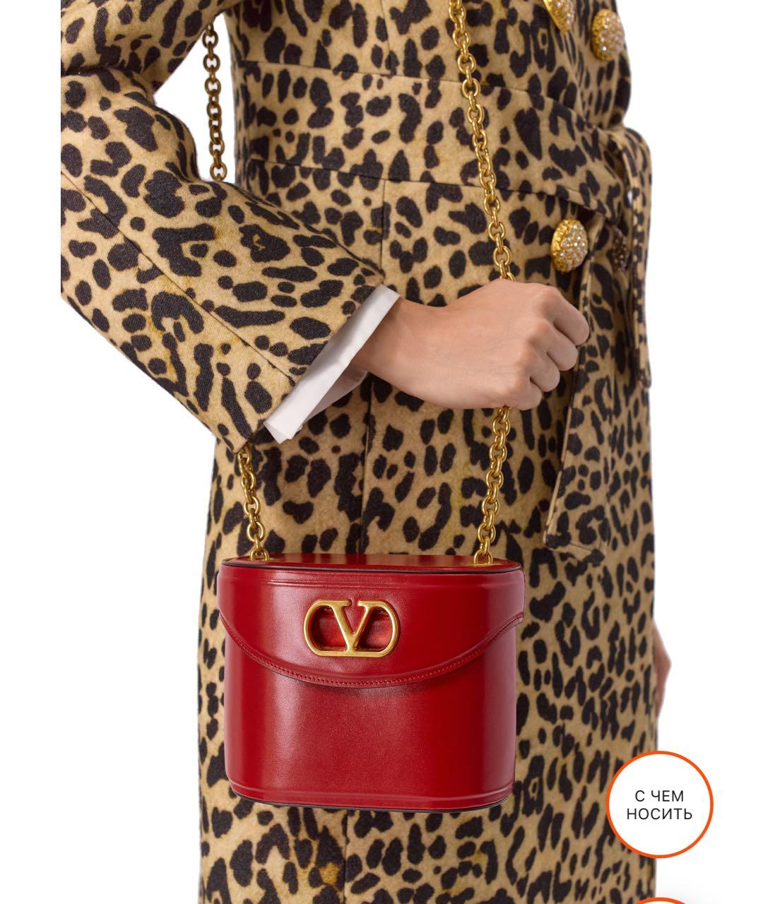 VALENTINO Красная кожаная сумка с короткими ручками, фото 7