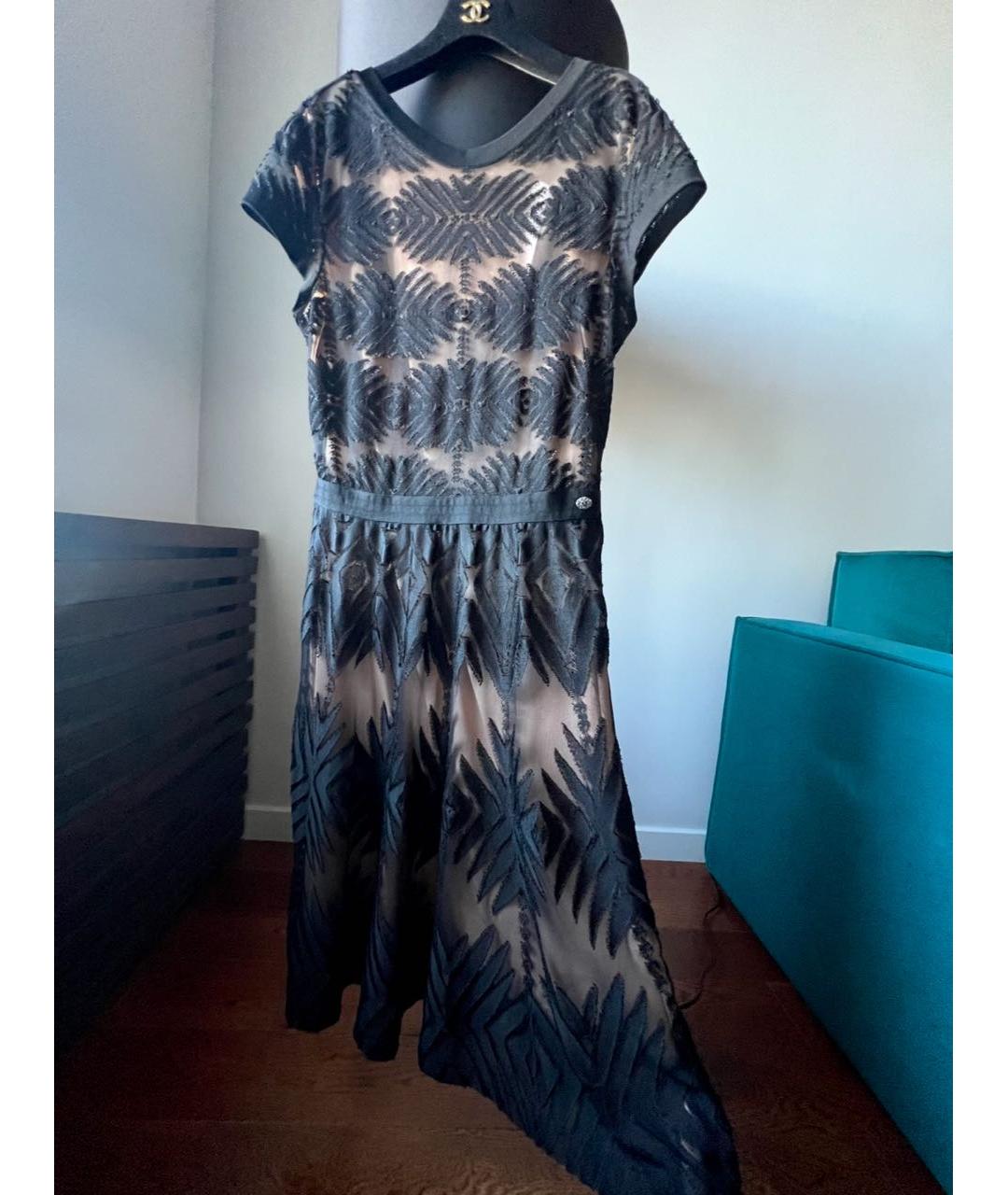 CHANEL Черное шелковое повседневное платье, фото 2