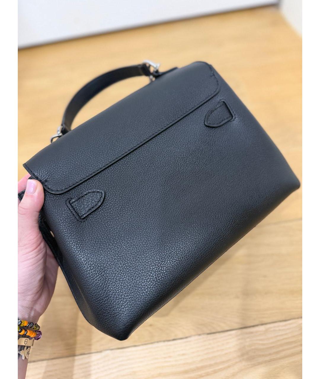 LOUIS VUITTON Черная кожаная сумка с короткими ручками, фото 2