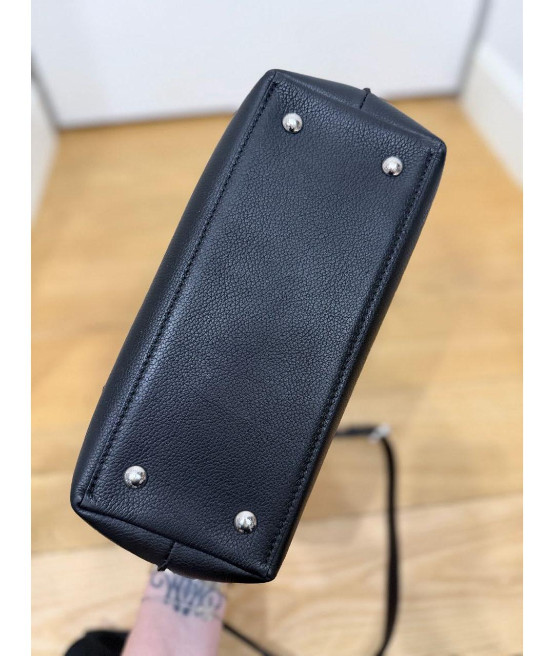 LOUIS VUITTON Черная кожаная сумка с короткими ручками, фото 4