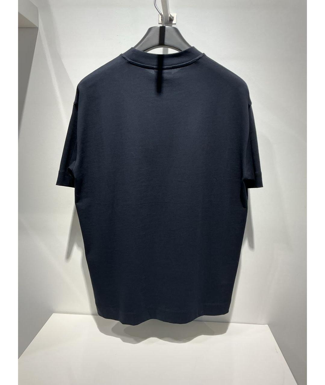 EMPORIO ARMANI Темно-синяя хлопковая футболка, фото 3