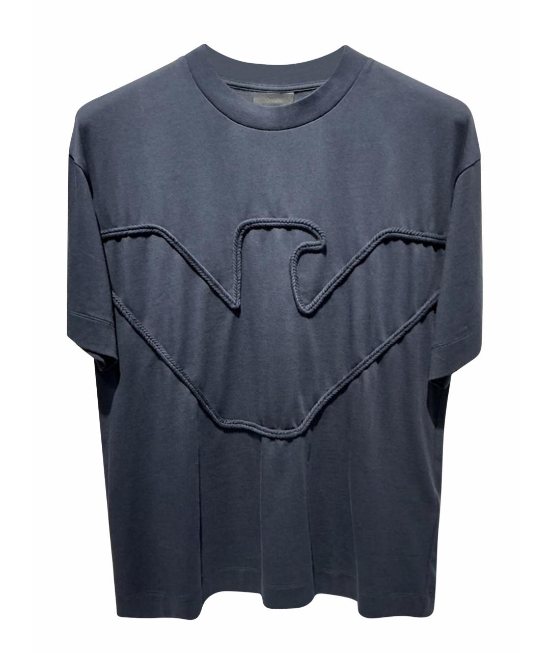 EMPORIO ARMANI Темно-синяя хлопковая футболка, фото 1