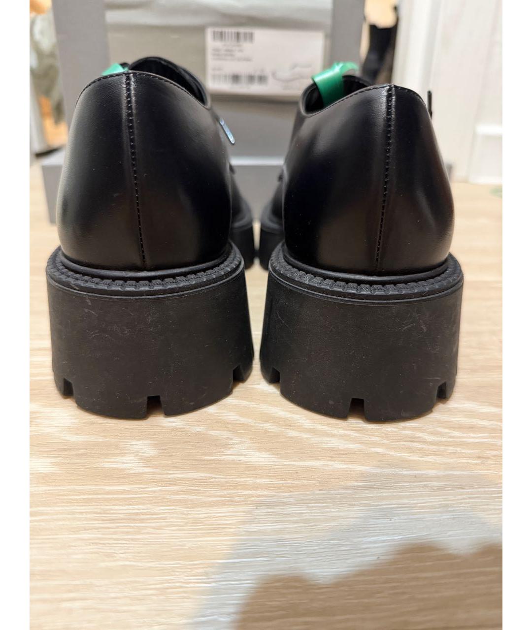 BALENCIAGA Черные кожаные брогги и оксфорды, фото 4
