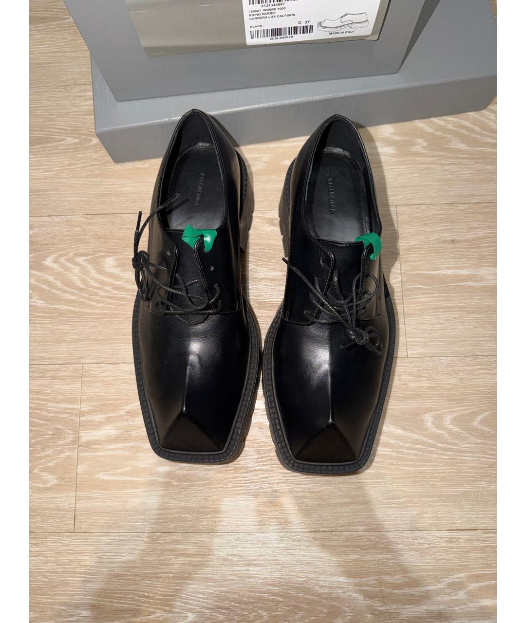 BALENCIAGA Черные кожаные брогги и оксфорды, фото 3