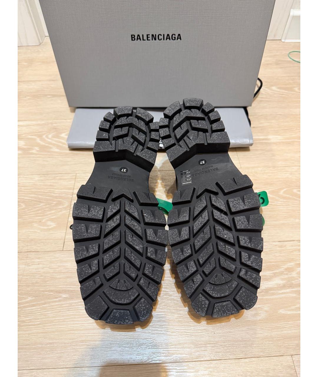 BALENCIAGA Черные кожаные брогги и оксфорды, фото 8