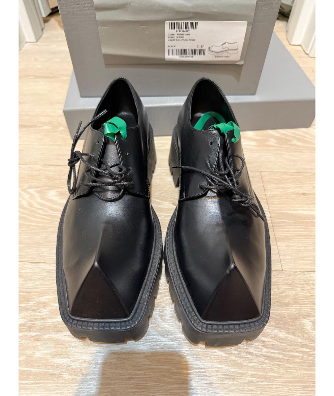 BALENCIAGA Черные кожаные брогги и оксфорды, фото 2