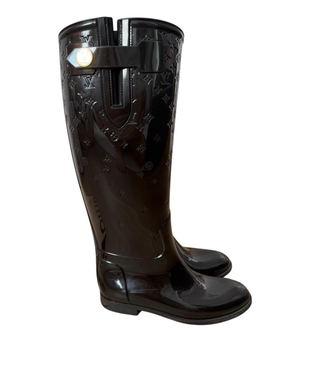 LOUIS VUITTON Черные резиновые сапоги, фото 1