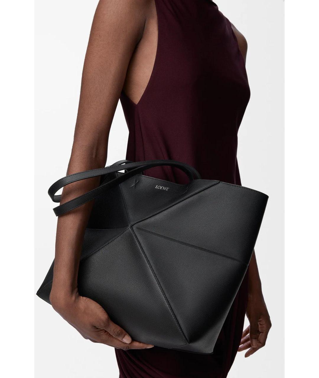 LOEWE Черная кожаная сумка тоут, фото 3