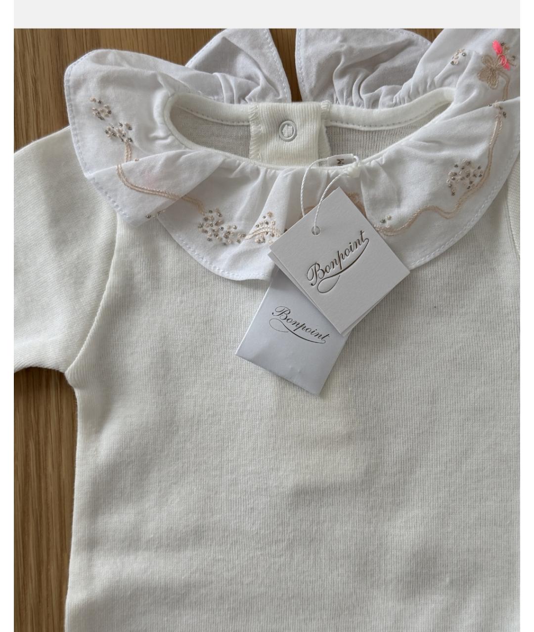 BONPOINT Белый хлопковый боди/ползунок, фото 4
