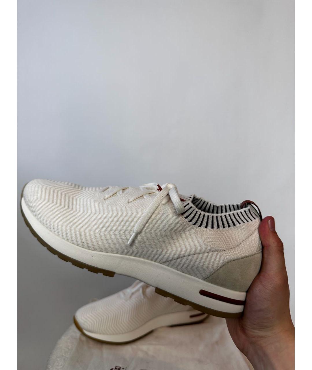 LORO PIANA Белые текстильные низкие кроссовки / кеды, фото 9