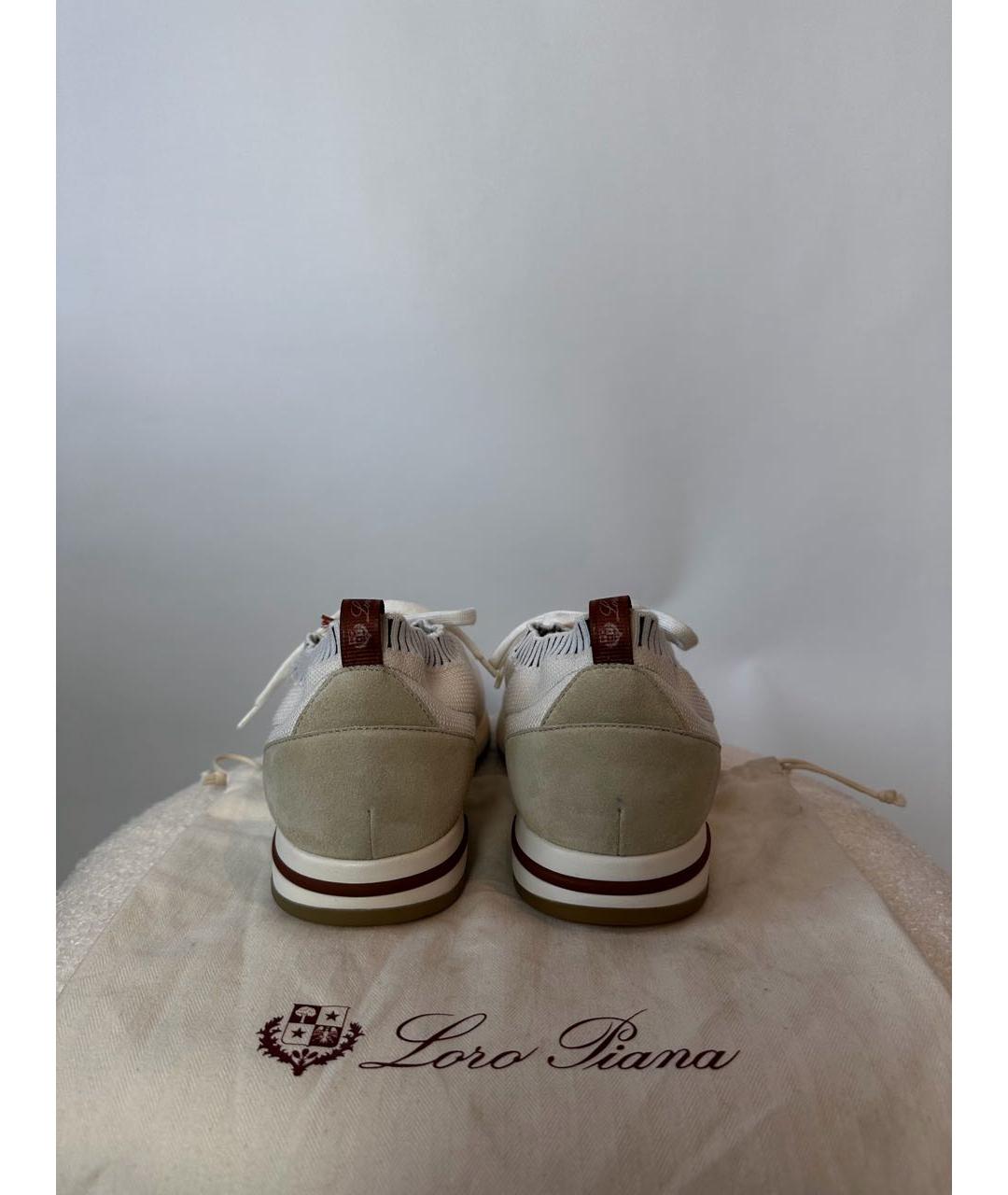 LORO PIANA Белые текстильные низкие кроссовки / кеды, фото 6