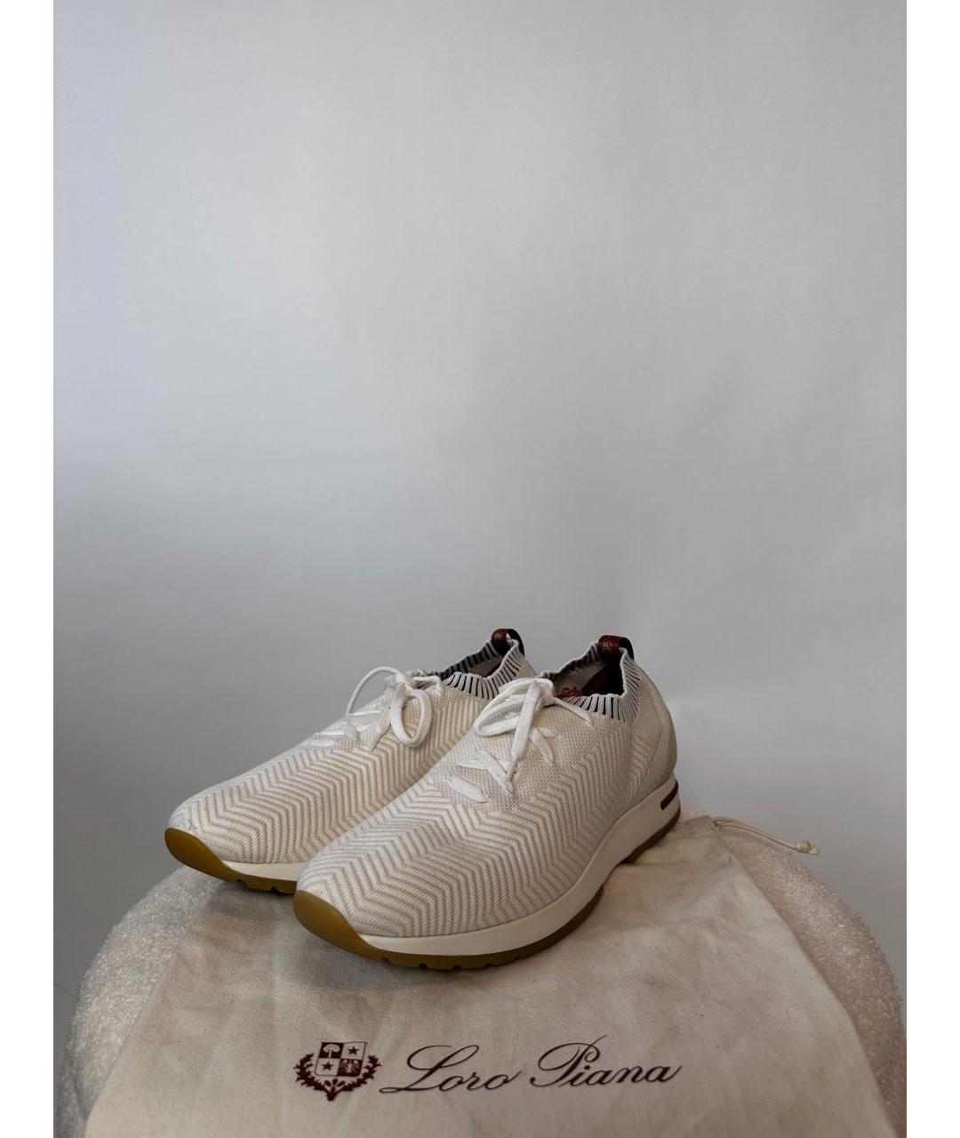 LORO PIANA Белые текстильные низкие кроссовки / кеды, фото 3