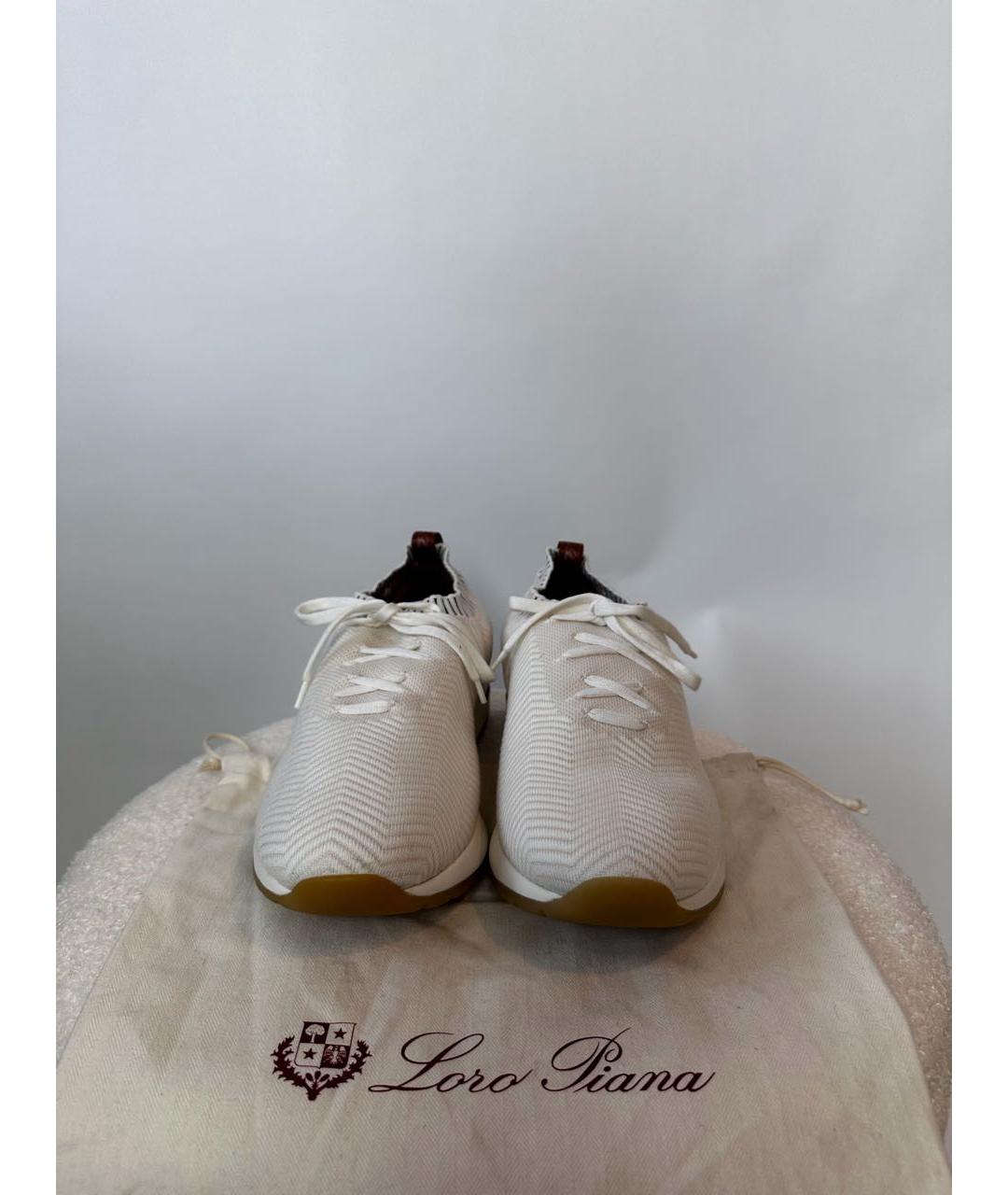 LORO PIANA Белые текстильные низкие кроссовки / кеды, фото 4