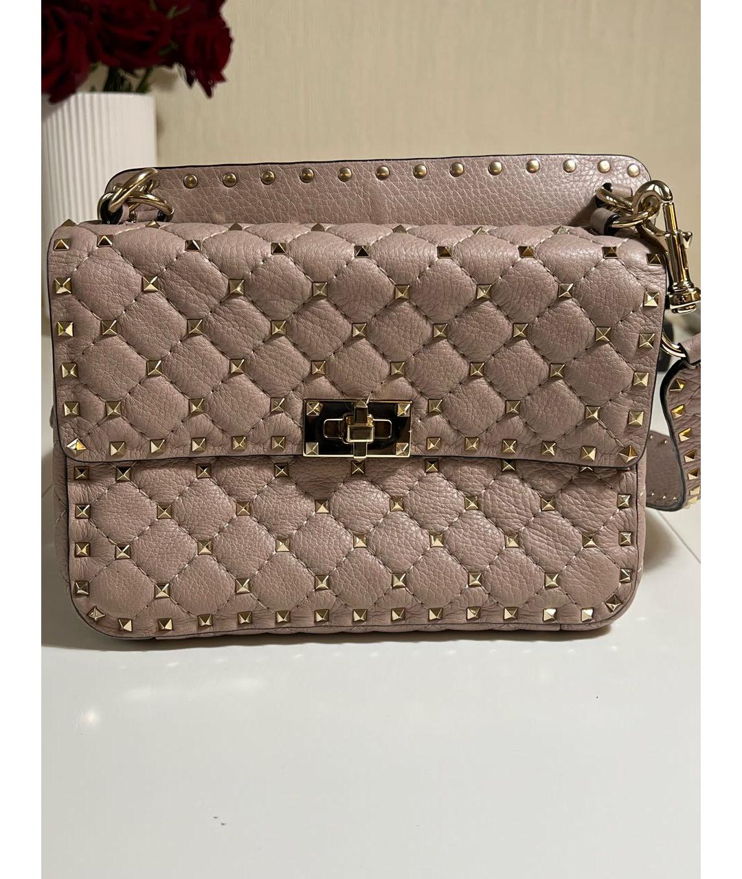 VALENTINO Бежевая кожаная сумка через плечо, фото 5