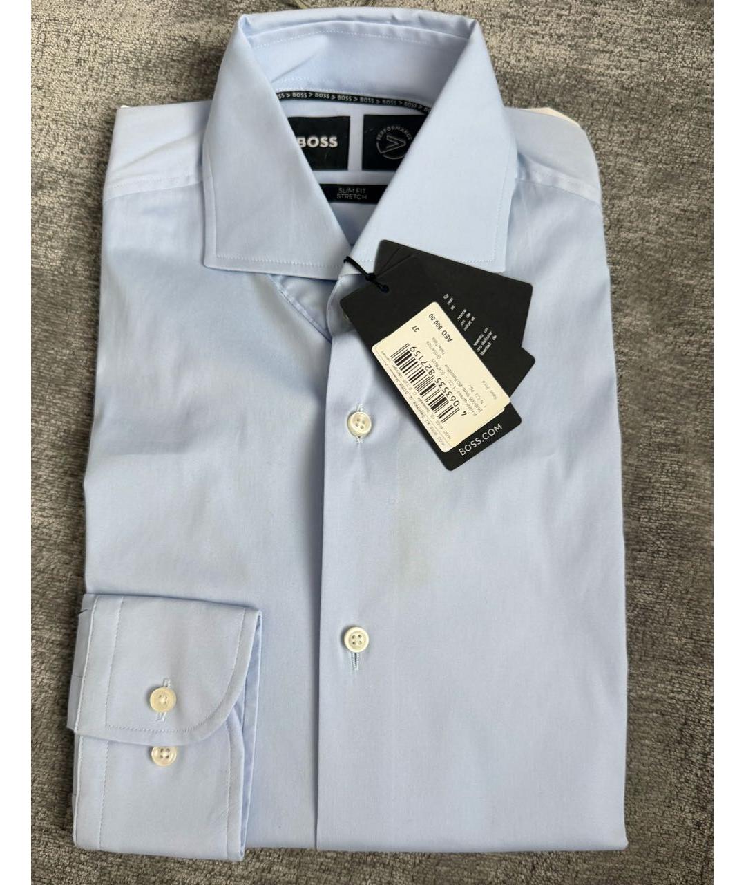 HUGO BOSS Голубая хлопко-лиоцелловая классическая рубашка, фото 4