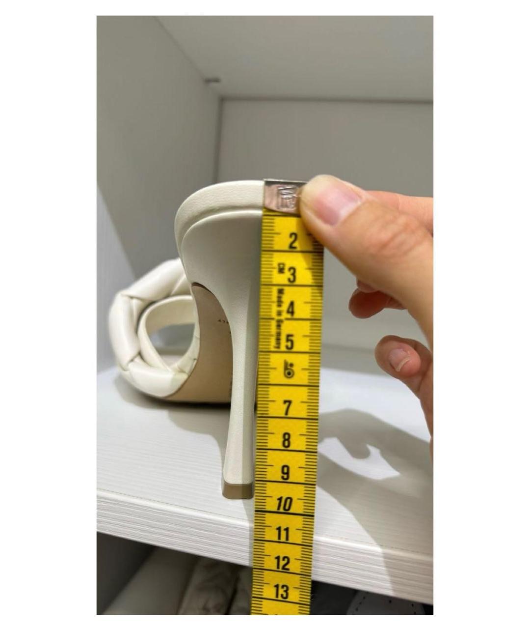 BOTTEGA VENETA Белые кожаные мюли, фото 7