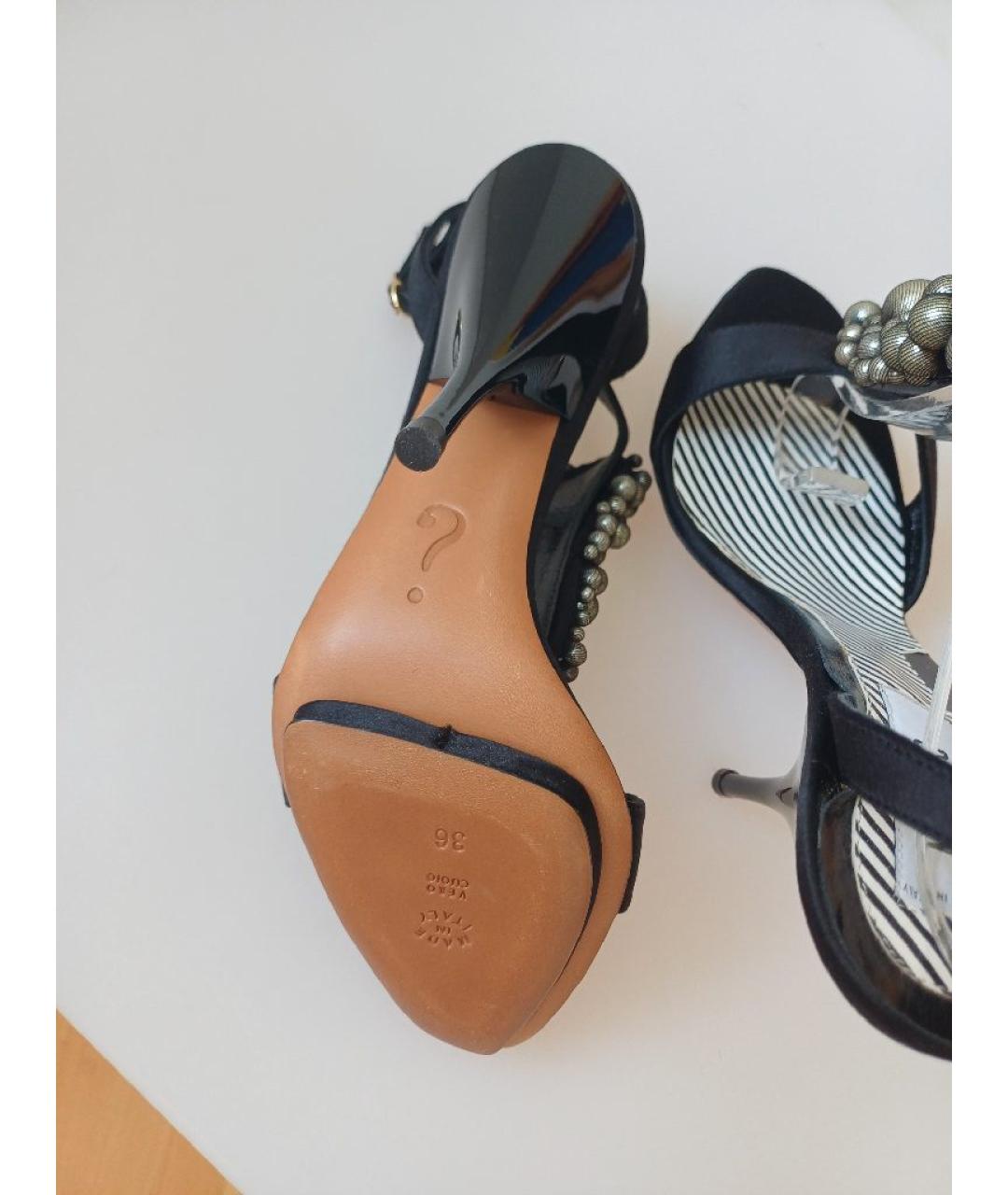 MOSCHINO Черные кожаные босоножки, фото 8